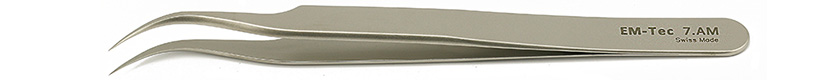 EM-Tec 7.AM high precision tweezers, style 7, very fine curved tips, anti-magnetic stainless steel